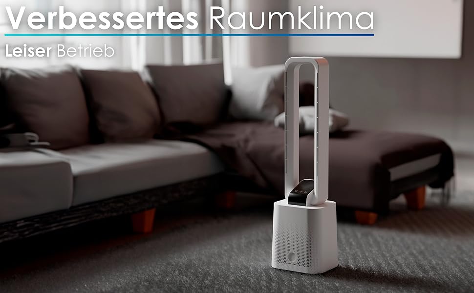 Тиха та потужна колонка-вентилятор Tower Fan з дистанційним керуванням, LED-дисплеєм, 3 режимами та таймером 15 годин (Granada White)