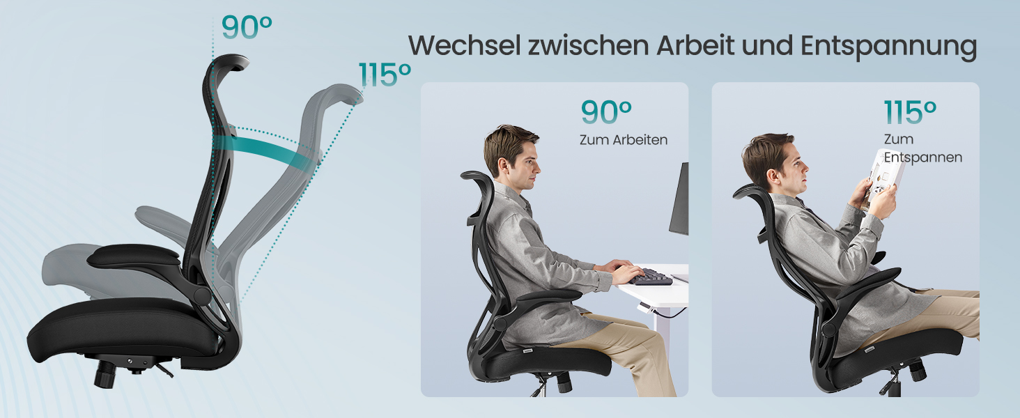 Офісний стіл SONGMICS, ергономічне крісло з регулюванням висоти та підголівником, до 150 кг, чорний OBN088B01