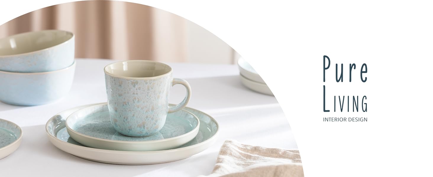 Сервірувальна тарілка Steingut Ibiza - велика, овальна, бежево-блакитна. Ідеальна для створення атмосфери Середземномор'я