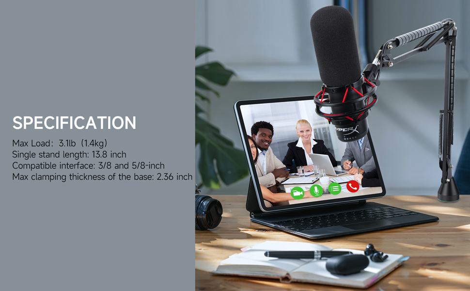 Кріплення для мікрофона HyperX QuadCast/S/ProCast від YOUSHARES: регульований штатив з адаптером 3/8' - 5/8'