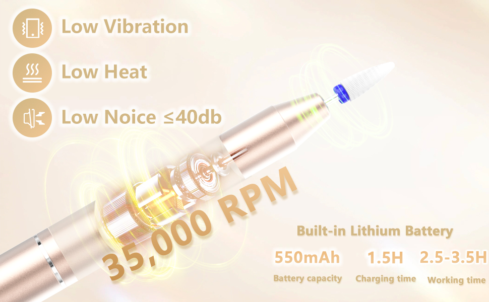 Електричний набір для манікюру та педикюру Golden 12 в 1: фрезер для нігтів, фрезер для гелю, акрилу, набір для манікюру та педикюру