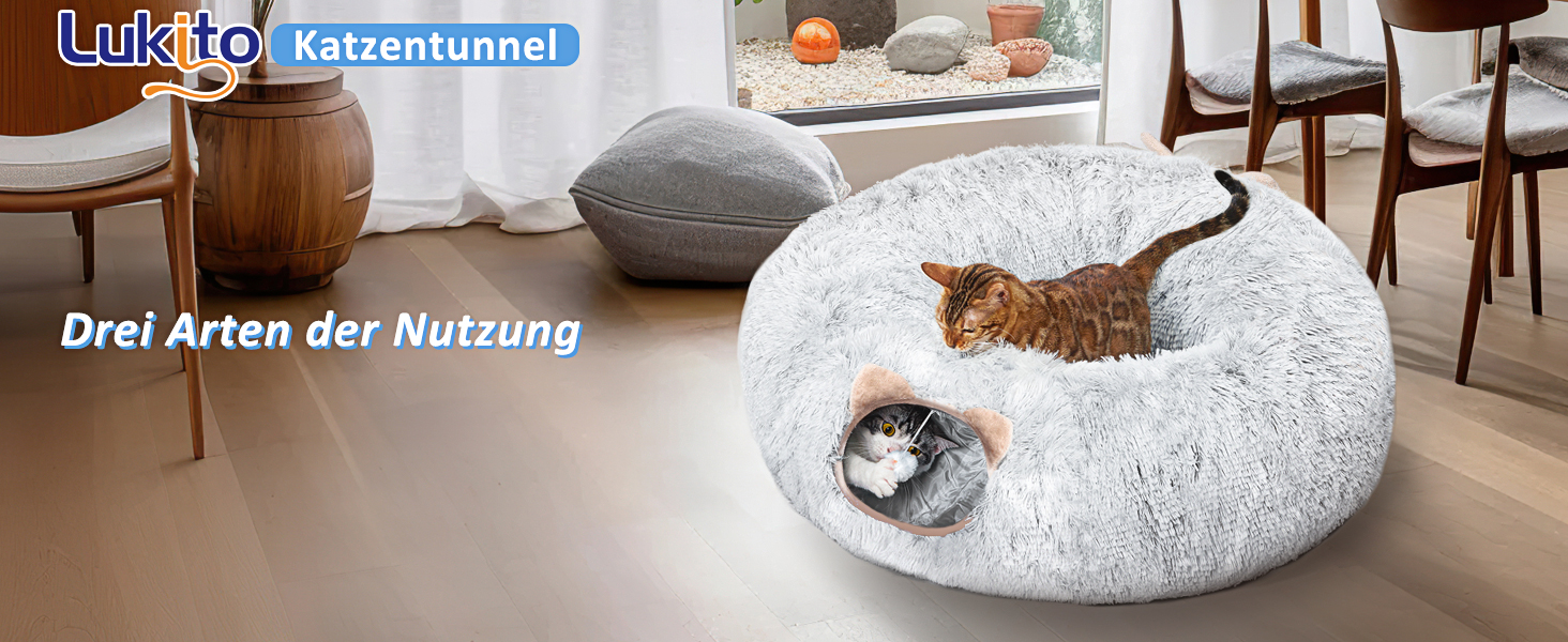 Тунель для котів LUKITO, іграшка для котів, м'яке котяче ліжко, великий тунель з двома входами, хатинка для кота, для домашніх котів