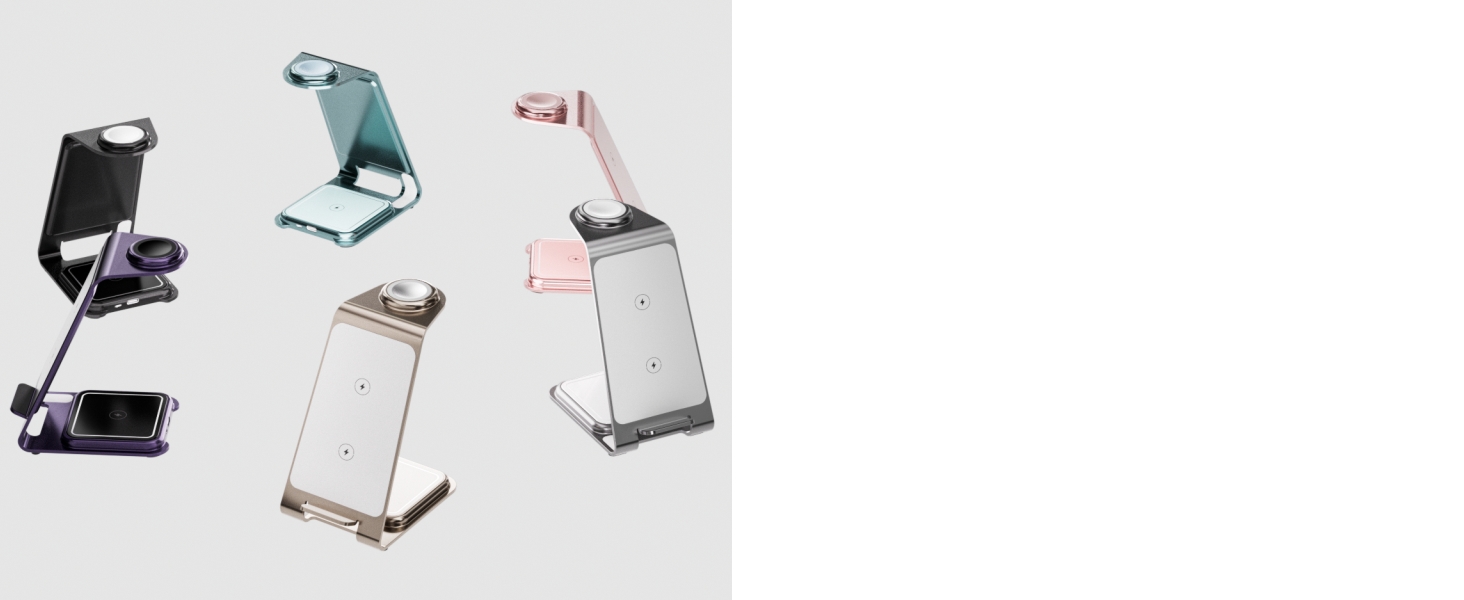 Бездротова зарядка Induktive з підтримкою MagSafe для iPhone 16 Pro/16/16 Pro Max/15 Pro/15/15 Pro Max, Apple Watch 10/Ultra 2/SE/9/8/7/6/5/4/3/2 та AirPods 4/3/2/Pro (фіолетовий)