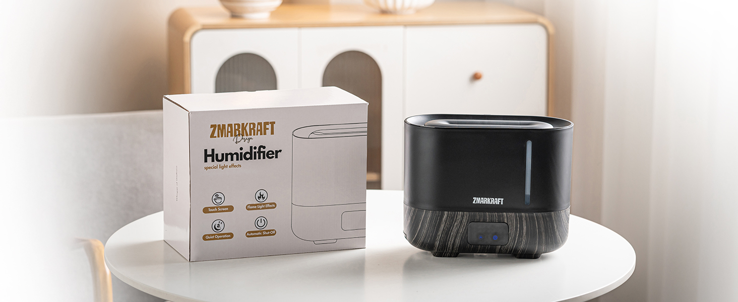 Увлажнитель воздуха 3L с эффектом пламени, тихая ультразвуковая технология, верхний залив, регулируемая интенсивность пара, Cool Mist для спальни