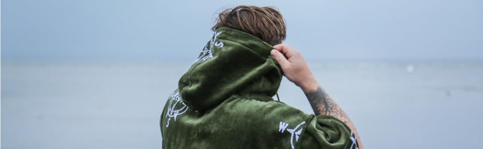 Пончо для серфінгу ATLANTIC SHORE з капюшоном, 100% бавовна, унісекс, спеціальна серія для дорослих