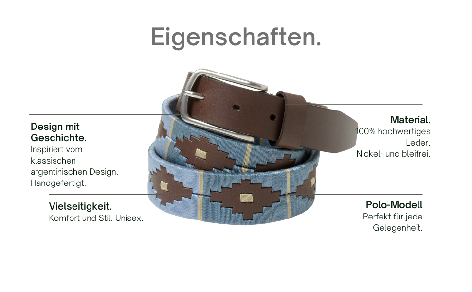 Аргентинський шкіряний ремінь з шнуром та шкіряним браслетом. Вишитий шкіряний ремінь для чоловіків та жінок. Аргентинські ремені (Синьо-бежевий-02, 105)