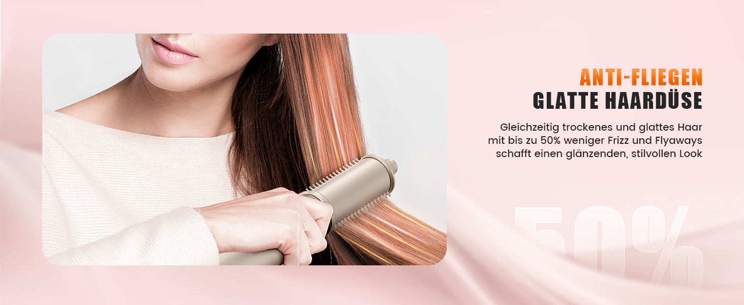 Airstyler 8-в-1: комплект для укладки та сушки волосся з автоматичною завивкою, щіткою, концентратором, дифузором, швидка сушка, без пошкодження волосся, золото