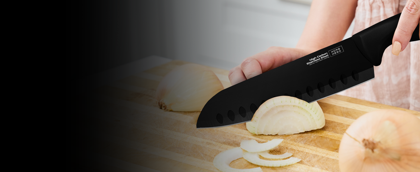 Home Hero Professional Stainless Steel Kitchen Knife Set - 11 Piece with Sheath - Black