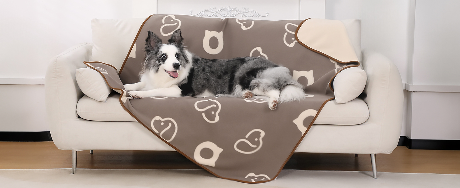 Водонепроникний килимок для собак, 152x127 см, фланель та шерпа, для середніх та великих собак, машинне прання - чорний (100x75 см, коричневий)