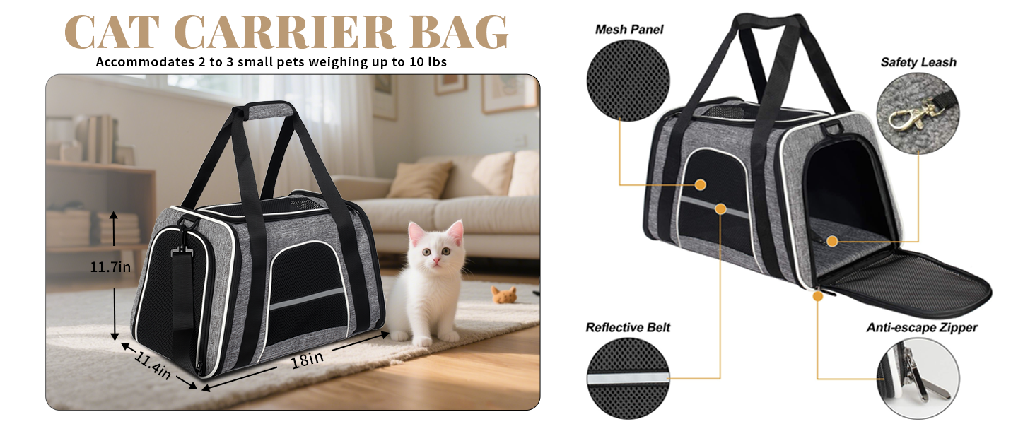 Транспортна сумка для котів HiCaptain, складана, з плечовим ременем, м'яка, для маленьких собак та цуценят до 7 кг (рожева), 46 x 29 x 30 см