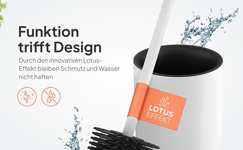 Торбінг - щітка для унітазу з нержавіючої сталі та силікону, елегантний дизайн, щітка для туалету з ефектом лотоса (Pearl White Matt)