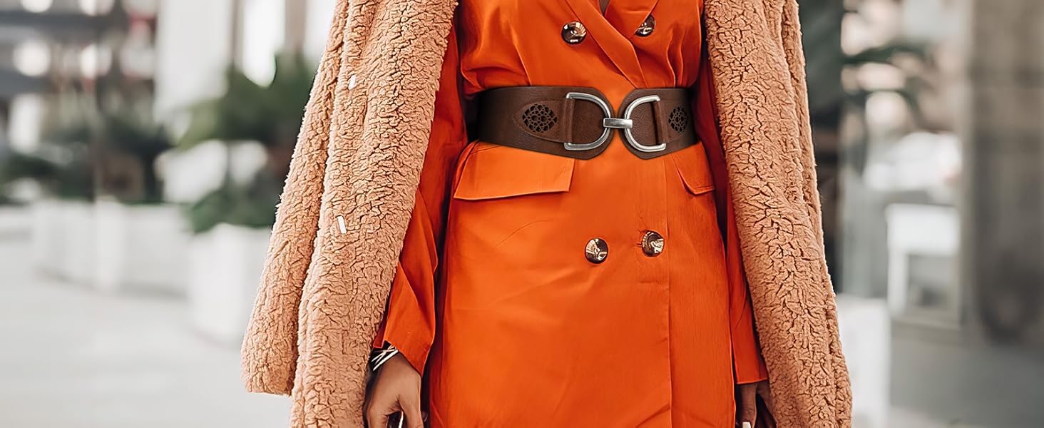 Жіночий ремінь VONMELLI Vintage з широкою талією та товстою пряжкою. Еластичний широкий ремінь для суконь та пальто (Срібло, XXL: обхват талії 119-150 см)