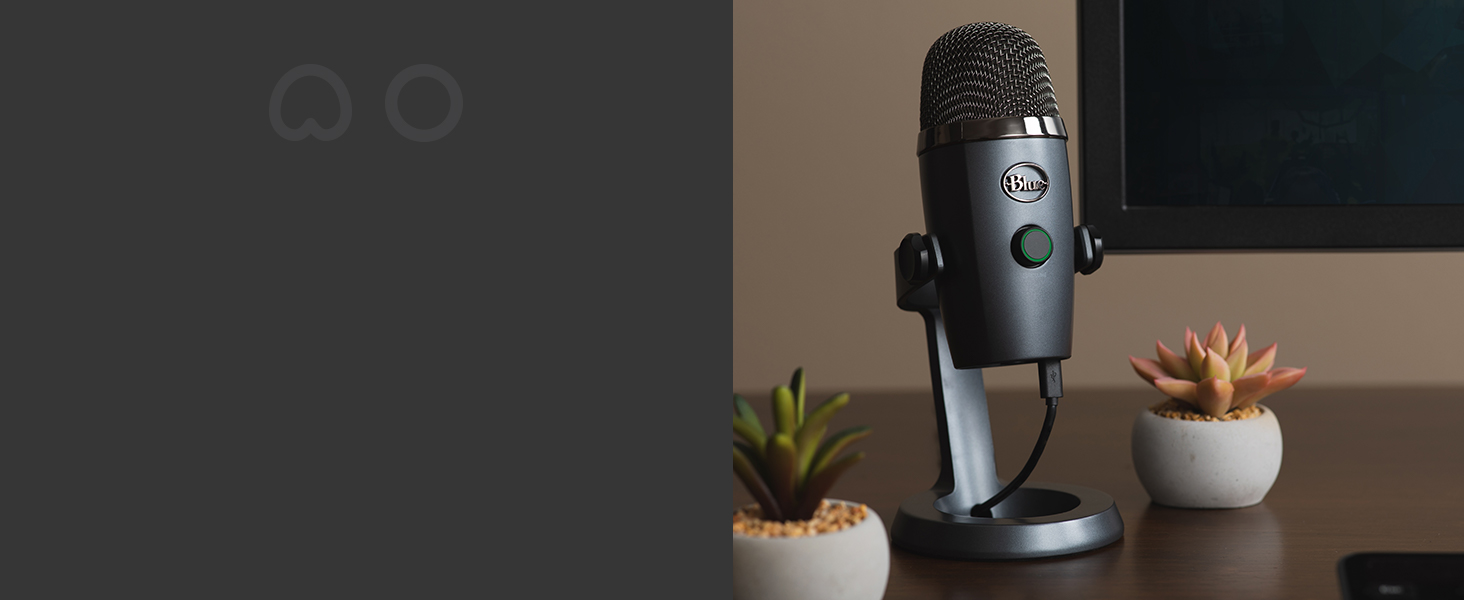 Blue Yeti Nano – Преміум USB-мікрофон для запису, стрімінгу, геймінгу та подкастів (PC/Mac). З Blue VO!CE, кардіоїдна та всеспрямована характеристика, чорний