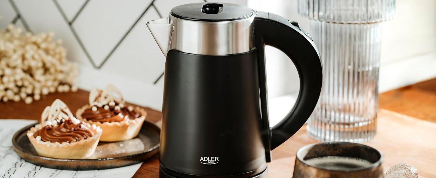 Електричний чайник Adler AD 1372, 0.6 л, Чорний – компактний, для невеликих кухонь, швидкий нагрів