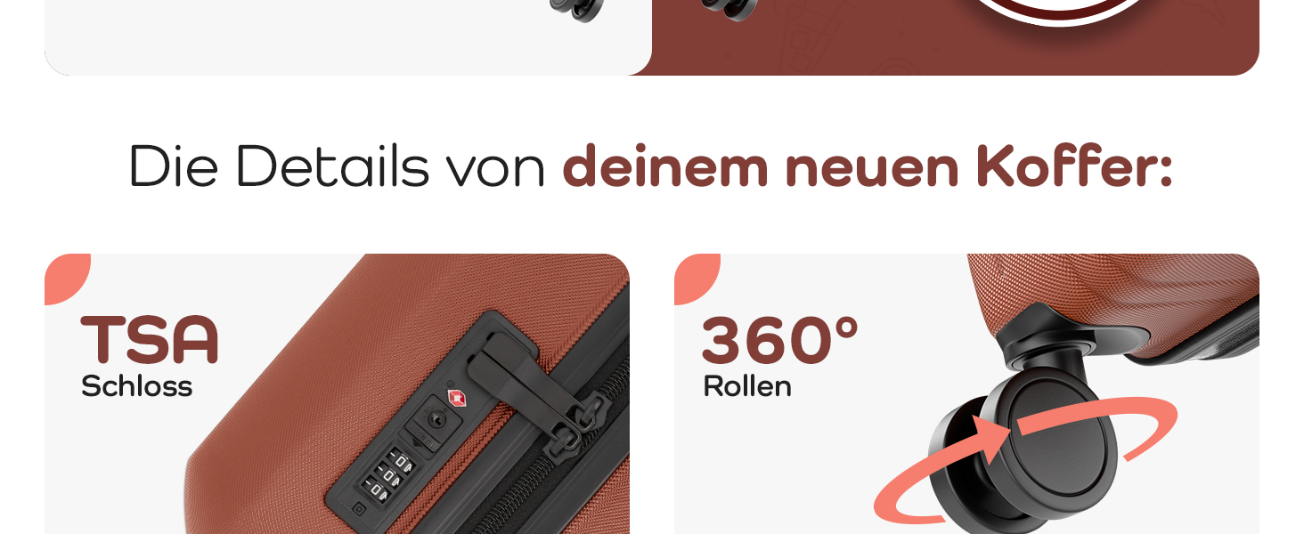 Чемодан великий 100L з TSA замком, жорсткий корпус, подвійні колеса, валіза на колесах (77см, теракотовий)
