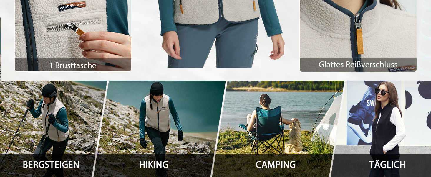 Тепла флісова жилетка Pioneer Camp для жінок – м'яка жилетка з плюшевої тканини з коміром-стійкою та блискавкою для осені, походів, катання на лижах, світло-фіолетовий, розмір S