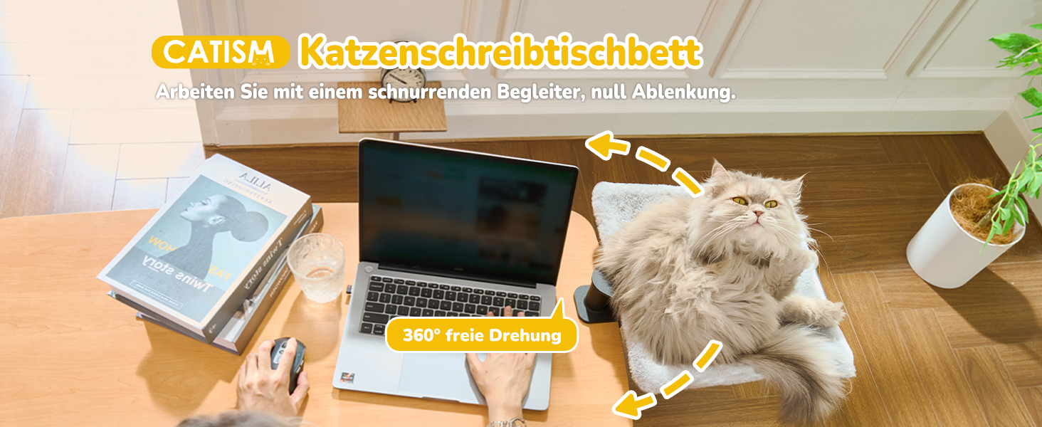 Підвісне ліжко для котів CATISM, 360° обертання, сірий колір, до 20 кг