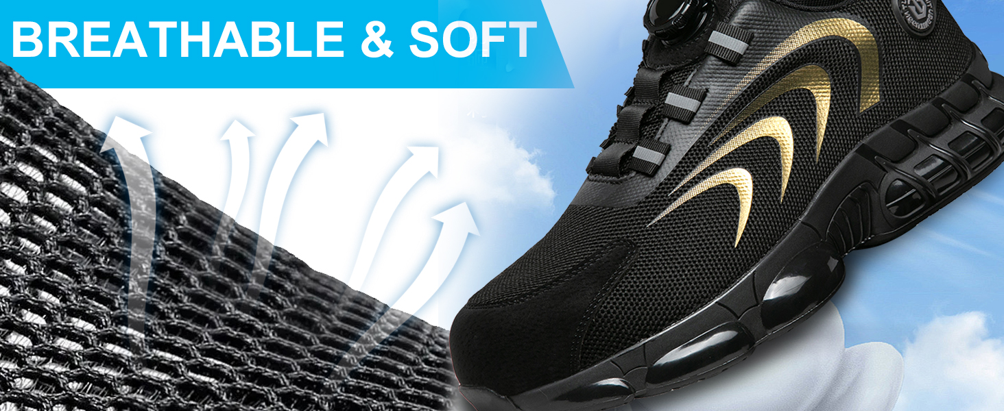 Черевики безпеки для чоловіків та жінок, легкі та дихаючі з повітряною подушкою, 40 EU