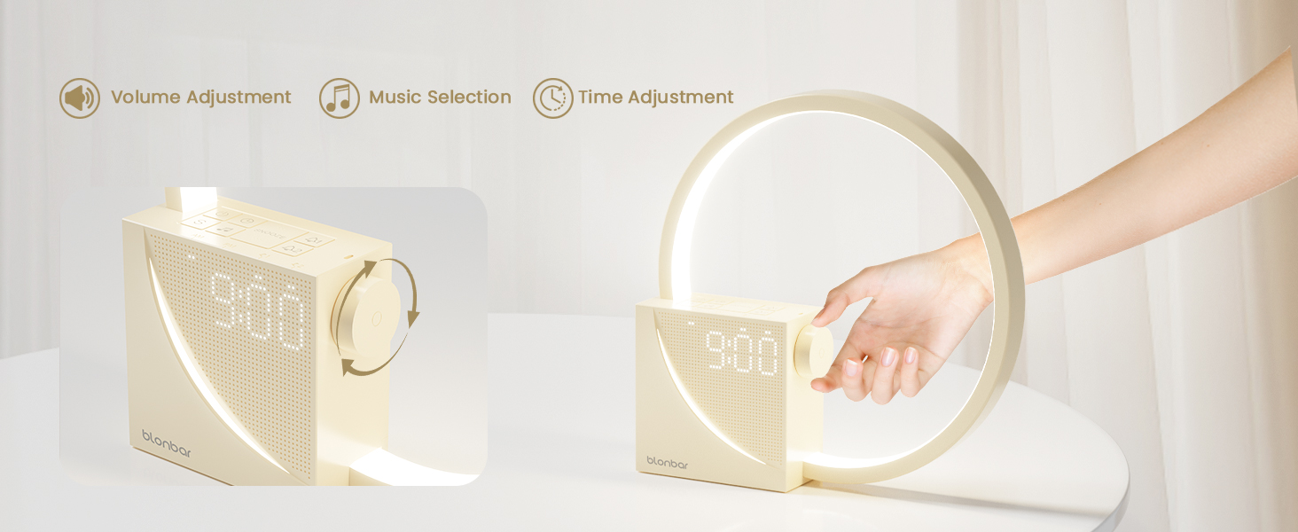 Нічна лампа Blonbar 10W з USB-зарядкою, будильник-світло, сенсорне керування, регулювання яскравості, нічник для дітей та дорослих, 3 режими, для спальні та вітальні (мінімалістичний дизайн)