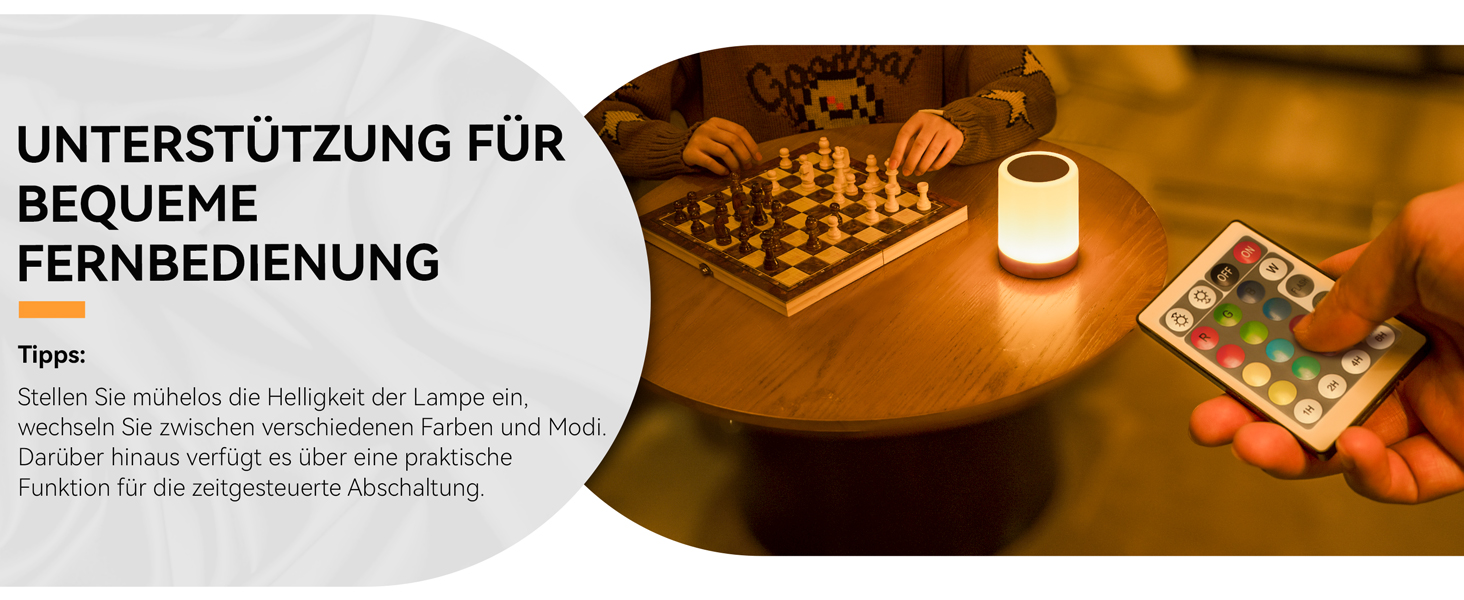 Нічник Auxmir для дітей з акумулятором 3000mAh, LED-лампа настільна сенсорна з регулюванням яскравості, 5 режимів, 13 кольорів, 5 рівнів яскравості, бездротова лампа з таймером та пультом дистанційного керування, нічник для декору спальні, тераси