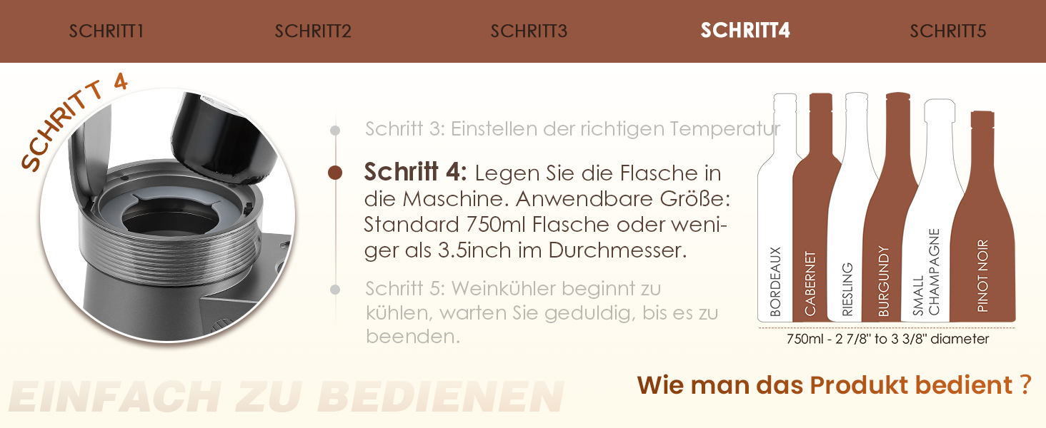 NEWTRY Електричний охолоджувач вина, для 750мл пляшок, з кабелем, для дегустацій при низькій температурі