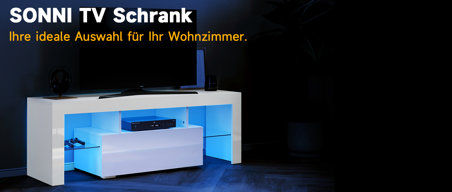 Підвісна ТВ тумба SONNI 180x35x30 см, білий глянець, з LED-підсвіткою 12 кольорів, без ручок, сучасний телевізійний стіл