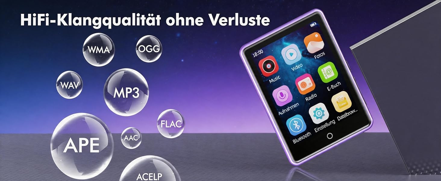 Дитячий MP3-плеєр з Bluetooth 5.3, вбудованим динаміком та сенсорним екраном 2.8