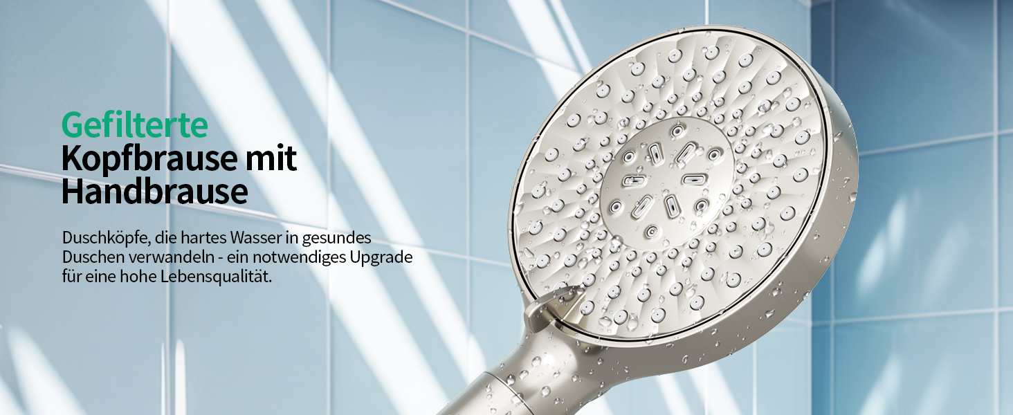 Душова лійка SR SUN RISE з фільтром, шлангом та картриджами, 9 функцій, високий тиск, для жорсткої води, видаляє хлор, важкі метали, бактерії.