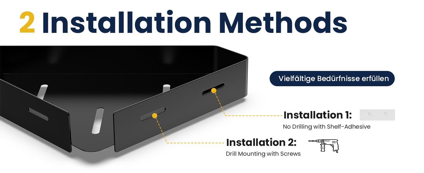 Поличка для душу без свердління, кутова, з металу, 2 шт. Двоярусний кутовий органайзер для душу з 4 гачками, чорний набір