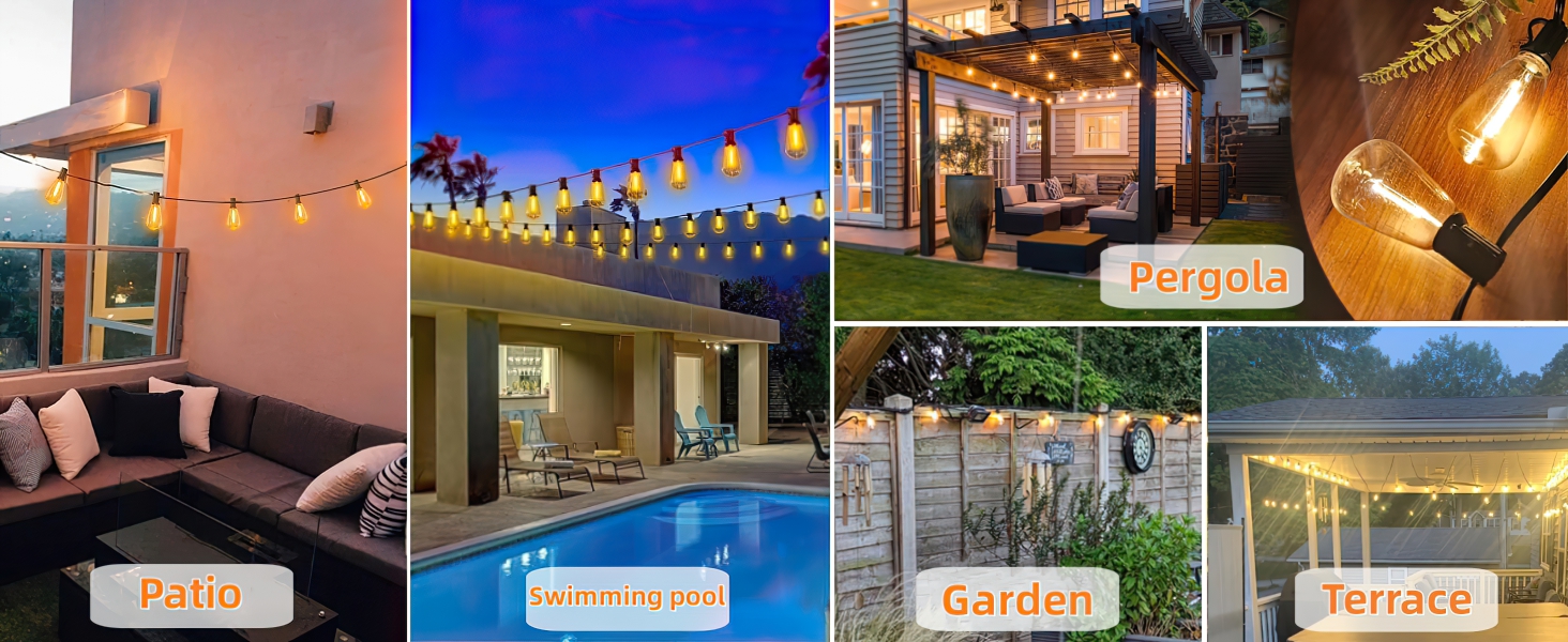 Світлодіодна гірлянда AzureStar для вулиці, 15 метрів, 2700K, ST38, IP44, для декору саду, балкону, вечірки, фестивалю