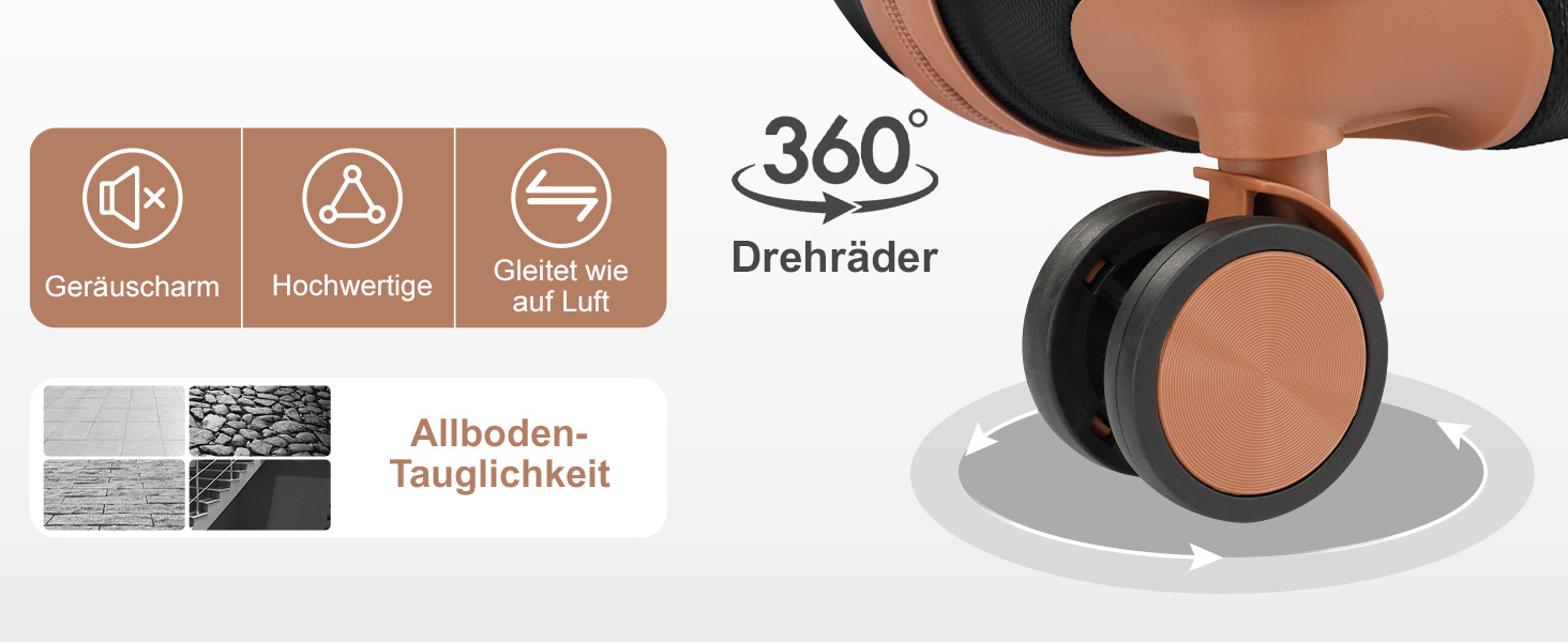 Набір валіз LEADZM 4 шт. з твердим корпусом, ABS, з колесами, великий, набір валіз з твердим корпусом, валізи та ролери з косметичкою (Чорно-коричневий)