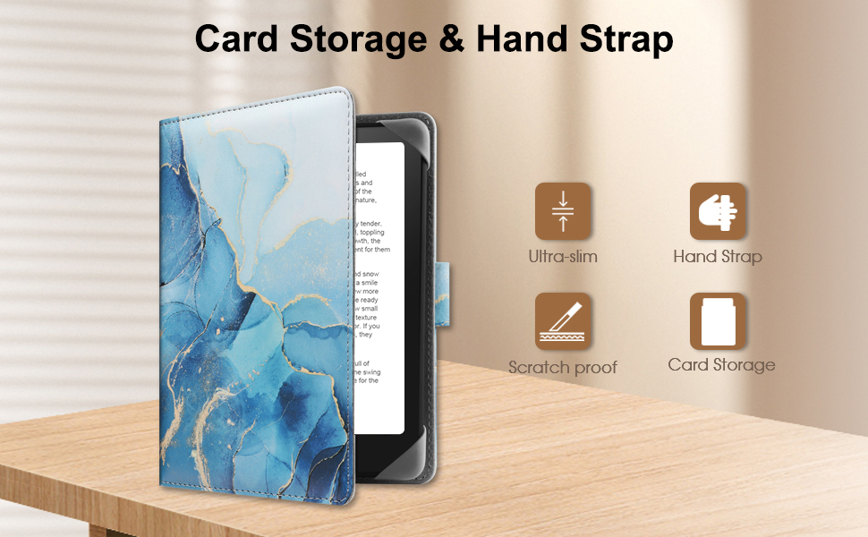 Чохол для електронних книг Pocketbook, Tolino, Sony, Kindle, Kobo: шкіряний захисний чохол, чорний, 6-6.8 дюймів