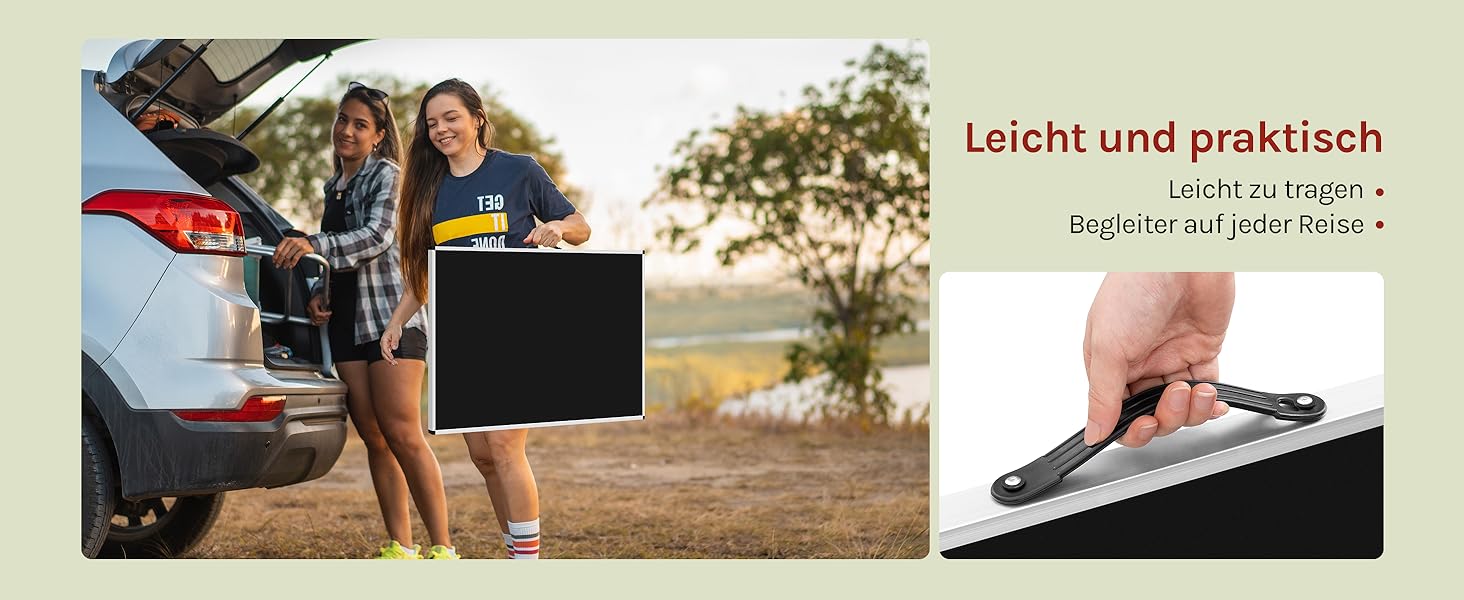 Стіл для кемпінгу та відпочинку Woltu: розкладний, регульований, 100x60 см, алюміній та MDF (Чорний)