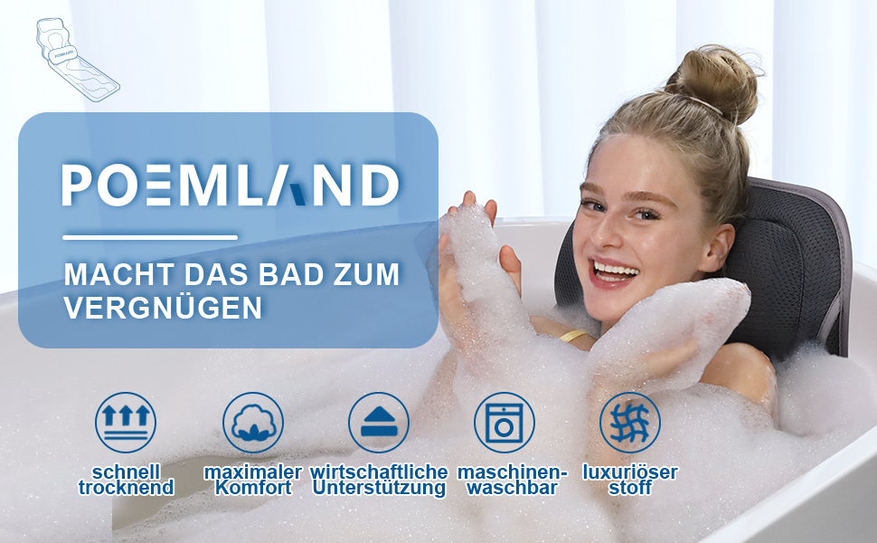 Подушка для ванни Luxus Dicke з м'яким наповнювачем: підтримка голови, шиї та плечей для комфортного розслаблення. Аксесуар для спа, сірий колір.