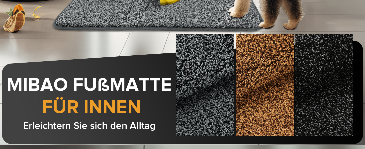 Килимок для входу Mibao SoftStep Luxus 60x90 см - чорний, антиковзкий, вологопоглинаючий, для дому та коридору, машинне прання