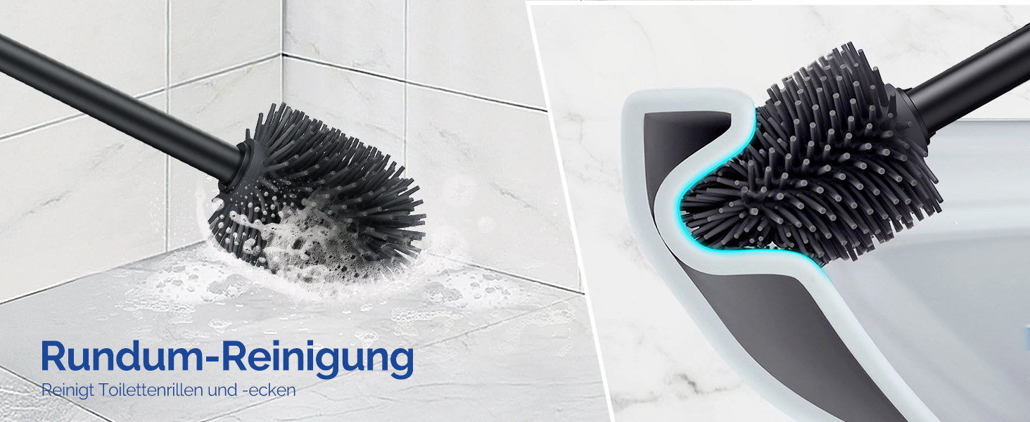 Набір для чищення унітазу HAMITOR з силіконової щітки, підставка та очищувач для краю унітазу. Набір для ванної кімнати, 1 шт., чорний
