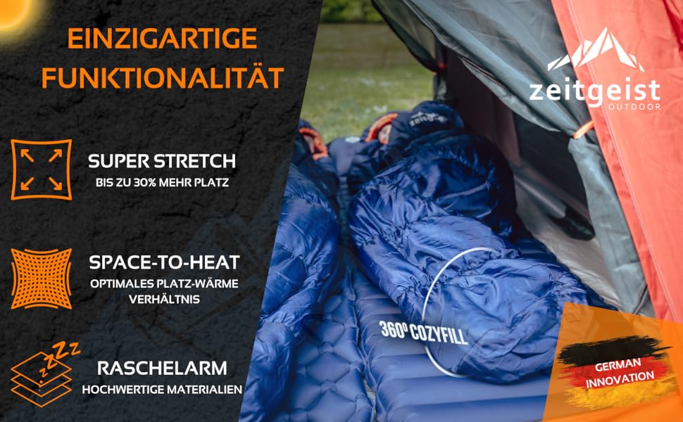 Сплячий мішок Zeitgeist Outdoor 3 сезони для дорослих 210x81 см, водонепроникний, легкий, 10°C, для мото, риболовлі, велосипеда, трекінгу та кемпінгу