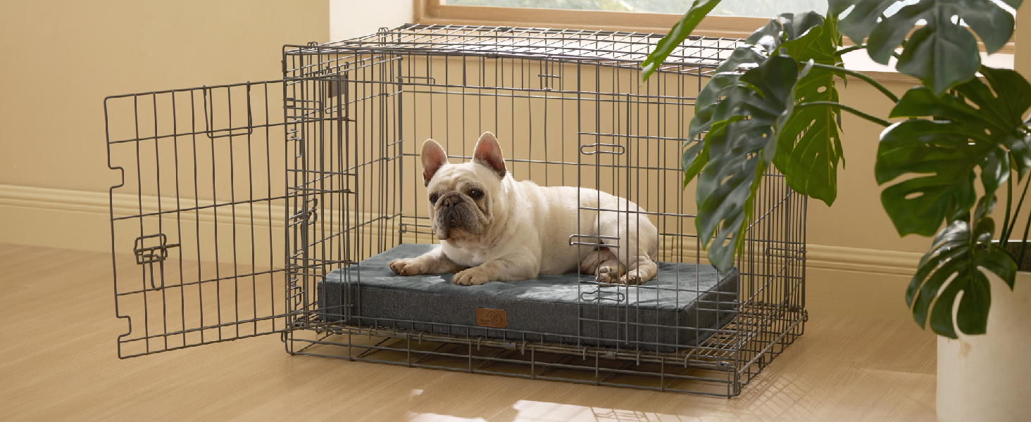 Ортопедична подушка для собак BEDSURE - 61x41x8 см, сіра, з Memory Foam, 2 в 1, для маленьких собак