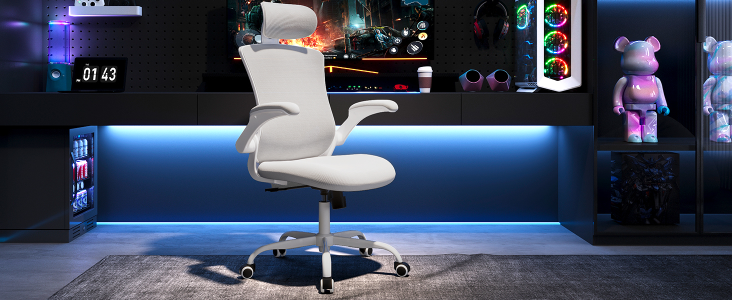 Офісне крісло Colamy: ергономічне, з регульованою підголівником та поперековою підтримкою, біле