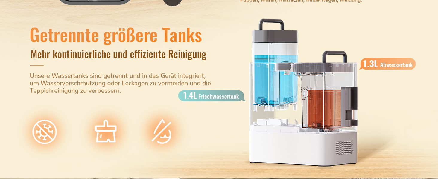 Пилосос для м'яких меблів з пароочищувачем, 17000PA, чорний. Апарат для чищення м'яких меблів з функцією гарячої води та високої температури, вбудованим резервуаром для води, 3 насадки, функція точкового очищення