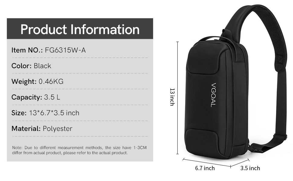 Чоловічий рюкзак VGOAL 6315-A Black – сумка-месенджер, для ноутбука