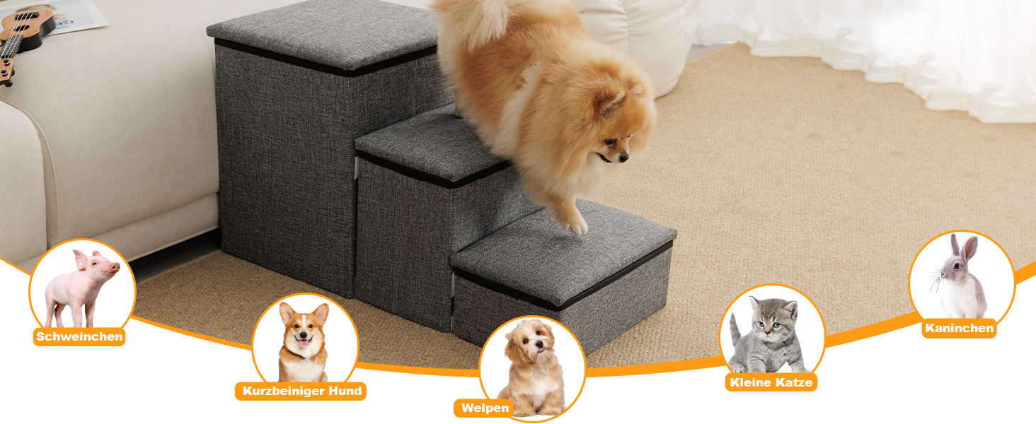 Сходинки для собак FurryPaws: 3-ступенева переносна драбинка для собак до ліжка та дивана, антиковзаюча, для маленьких та великих собак, ідеальна для подорожей