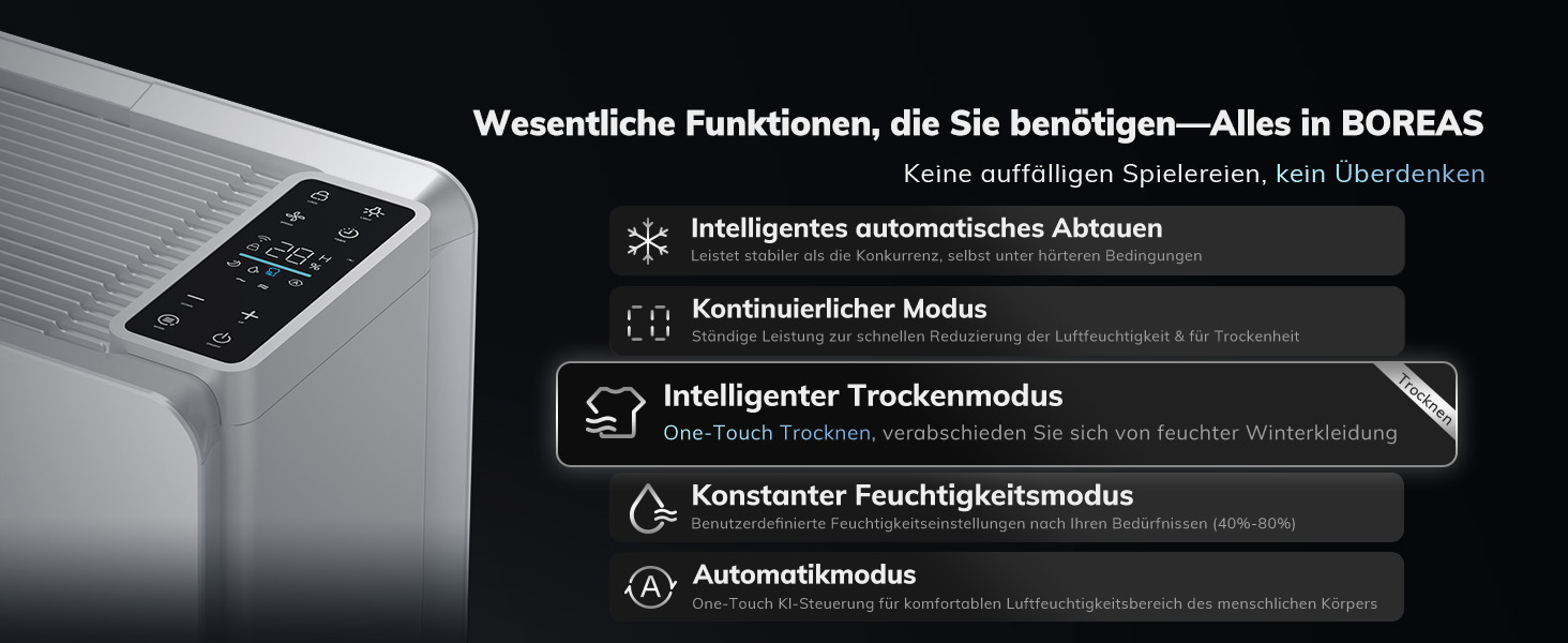 Електричний осушувач повітря AEOCKY Max 25L для дому, 25 літрів, 50 м², з відведенням води, для підвалу, пральні, спальні, ванної кімнати, білий