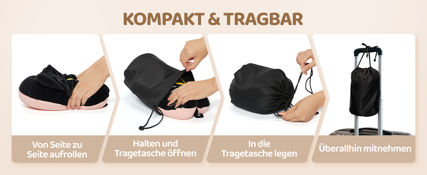 Подушка для шиї Mewaii для подорожей, двостороння подушка для дорослих, подушка для шиї з memory foam для літаків, подушка для шиї з котячою капюшоном, регульований ремінь (Рожева)