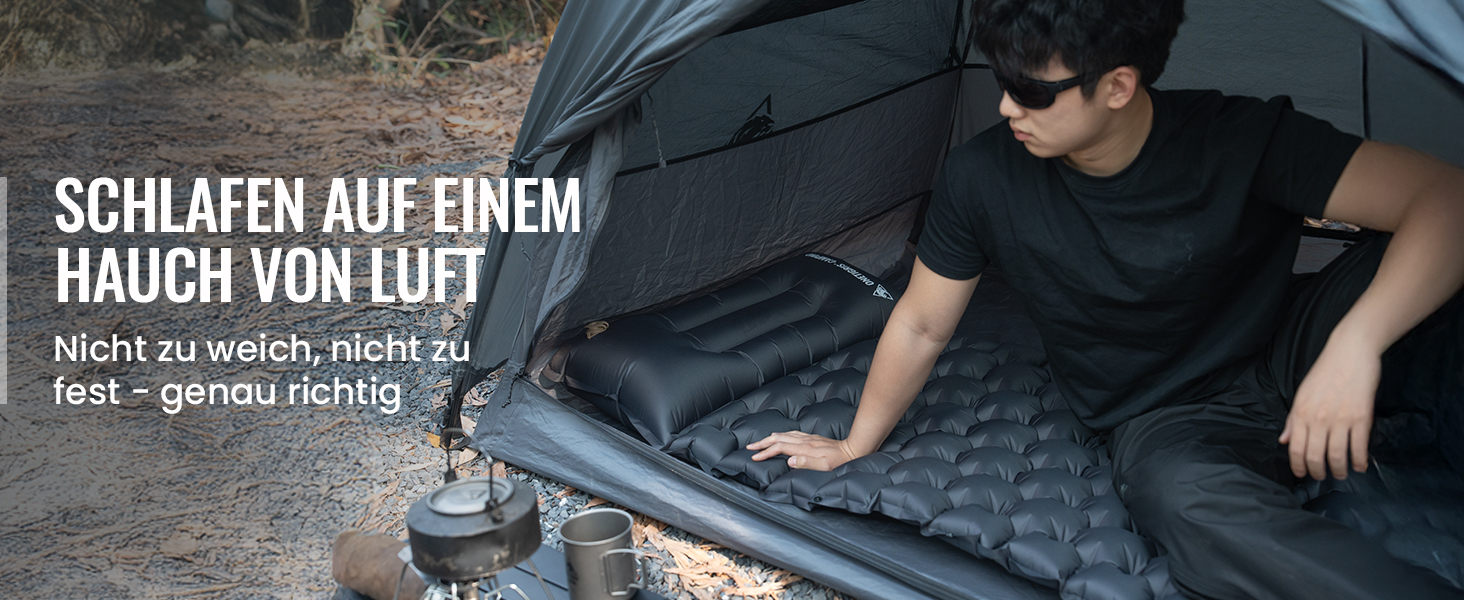 OneTigris BLACKCRYSTAL Self-Inflating Camping Mat with Pillow - Ultralight Air Mattress for Tent, Backpacking & Hiking