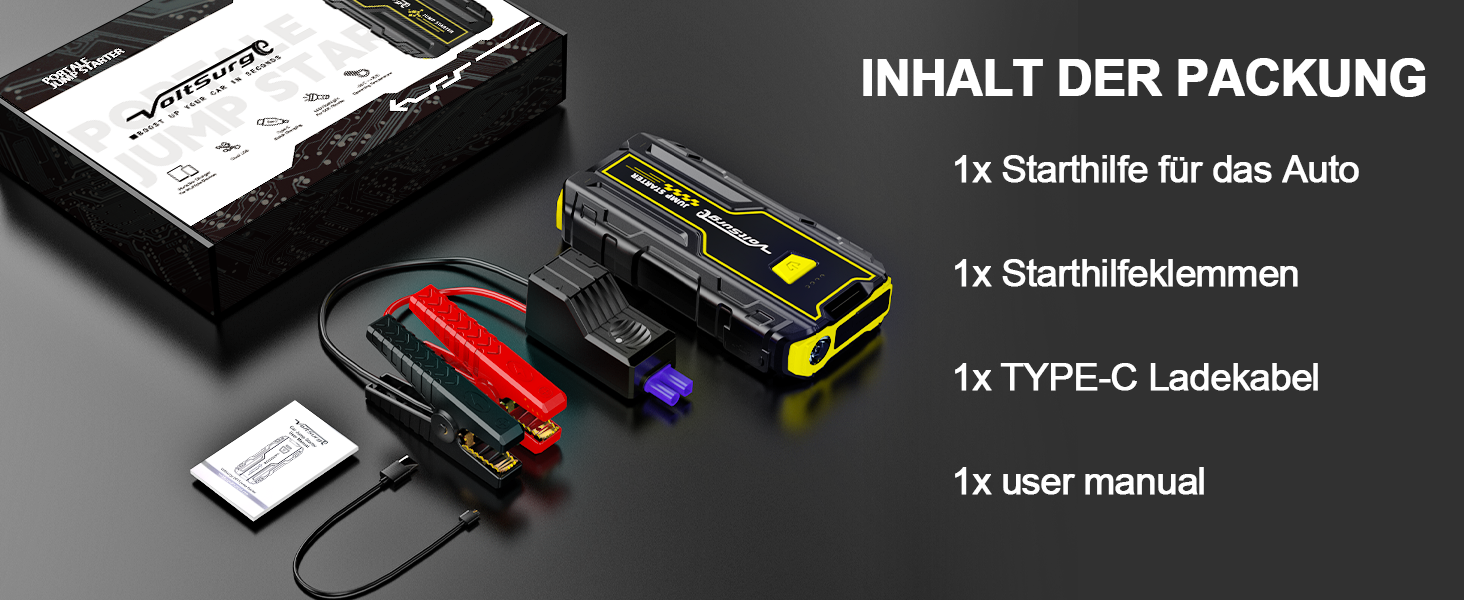 Powerbank Starthilfe 4000A: Зарядний пристрій для автомобіля 12V, Jump Starter, компактний та портативний
