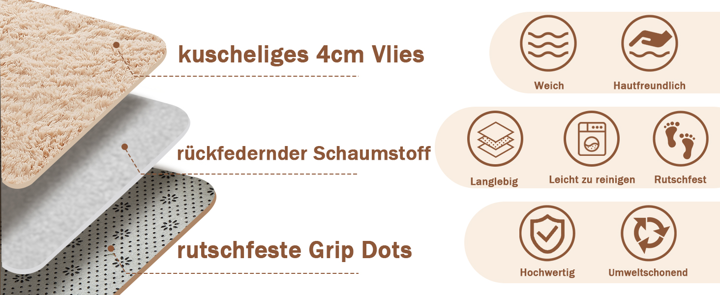 CHOSHOME Килим для спальні, вітальні: м'який, сучасний, з високим ворсом, антиковзаюча підкладка, для дитячої кімнати, шаги, 90x150 см (Бежевий, 150x240 см)