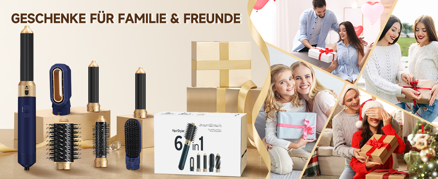 Фен-щітка 6 в 1 для волосся: стайлер, плойка, об'єм, локони