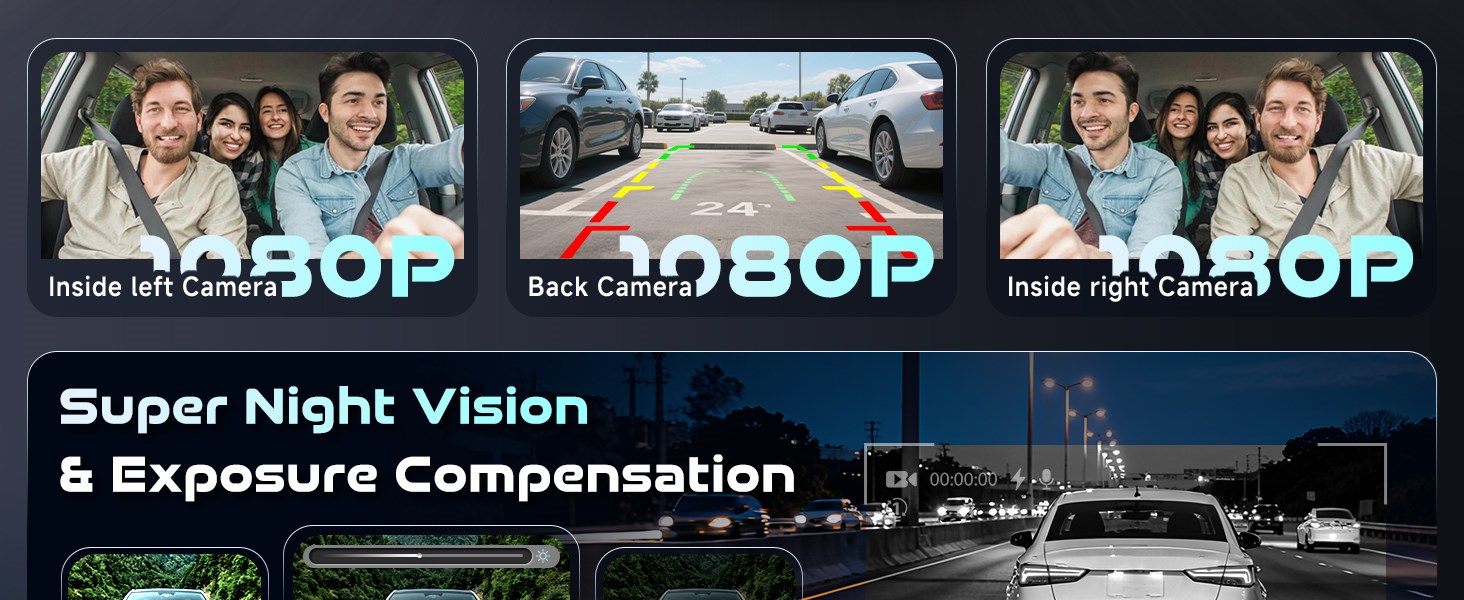 Відеореєстратор 4K WiFi Voller 360°, Автомобільна камера з GPS, Park Mode, Нічним баченням та G-сенсором. Комплект з камерою заднього виду.