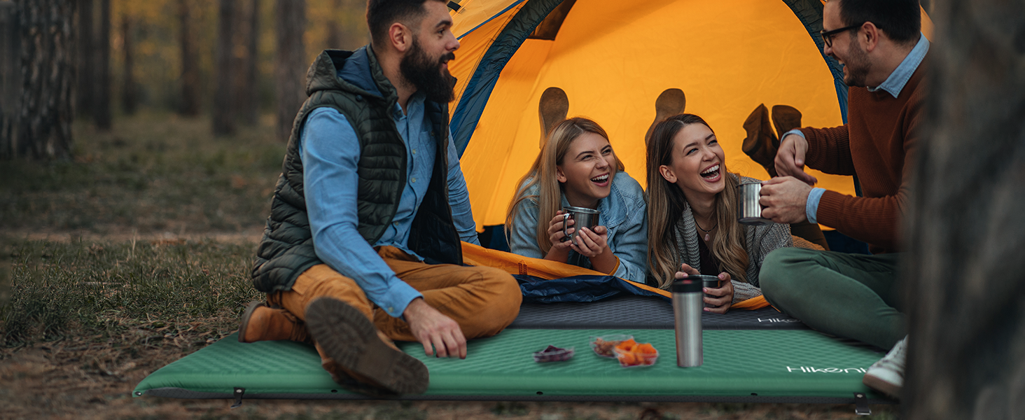 Каремат HIKENTURE самонадувний, 10 см товщини, для кемпінгу, туризму та подорожей, сірий